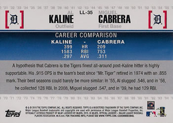 2010 Topps - Legendary Lineage #LL-35 Al Kaline / Miguel Cabrera Back