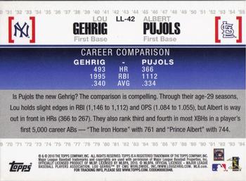 2010 Topps - Legendary Lineage #LL-42 Lou Gehrig / Albert Pujols Back