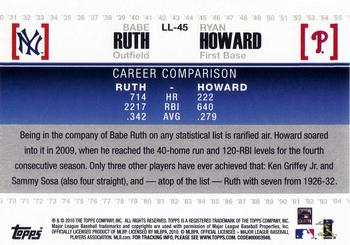 2010 Topps - Legendary Lineage #LL-45 Babe Ruth / Ryan Howard Back