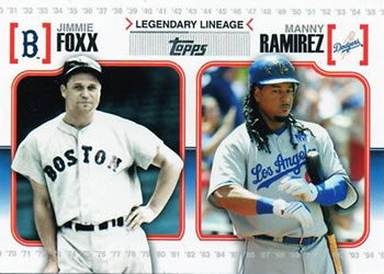 2010 Topps - Legendary Lineage #LL6 Jimmie Foxx / Manny Ramirez Front