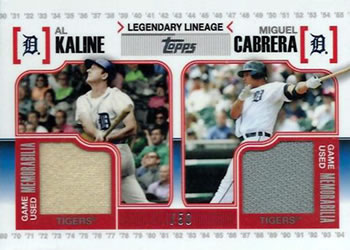 2010 Topps - Legendary Lineage Relics #LLR-KC Al Kaline / Miguel Cabrera Front
