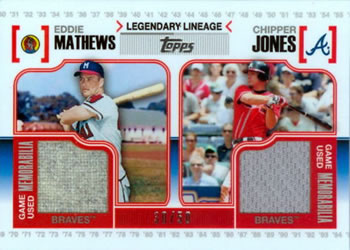 2010 Topps - Legendary Lineage Relics #LLR-MJ1 Eddie Mathews / Chipper Jones Front