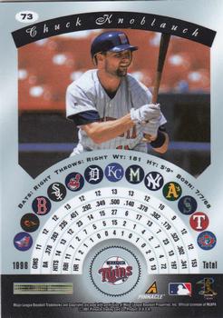 1997 Pinnacle Certified #73 Chuck Knoblauch Back