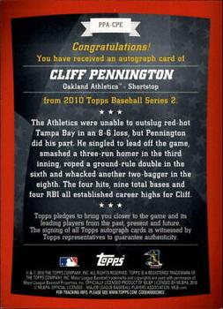 2010 Topps - Peak Performance Autographs #PPA-CPE Cliff Pennington Back