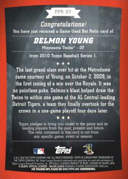 2010 Topps - Peak Performance Relics #PPR-DY Delmon Young Back