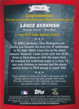 2010 Topps - Peak Performance Relics #PPR-LB Lance Berkman Back