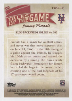 2010 Topps - Tales of the Game #TOG-10 Jimmy Piersall Back