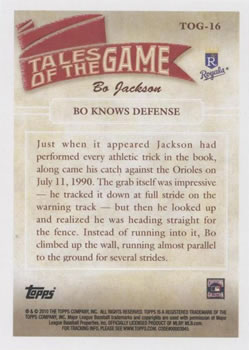 2010 Topps - Tales of the Game #TOG-16 Bo Knows Defense Back