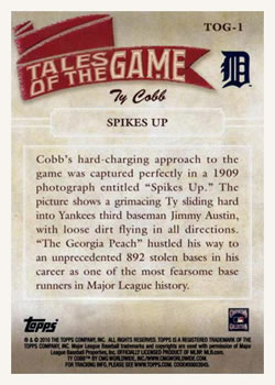 2010 Topps - Tales of the Game #TOG-1 Spikes Up (Ty Cobb) Back