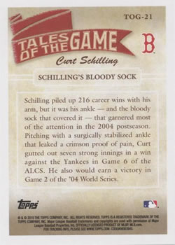 2010 Topps - Tales of the Game #TOG-21 Schilling's Bloody Sock Back