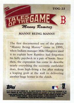 2010 Topps - Tales of the Game #TOG-23 Manny Being Manny Back
