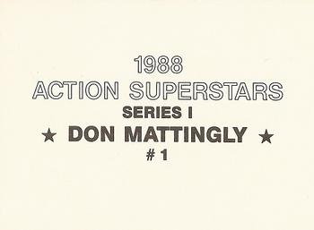 1988 Action Superstars (18 cards, unlicensed) #1 Don Mattingly Back