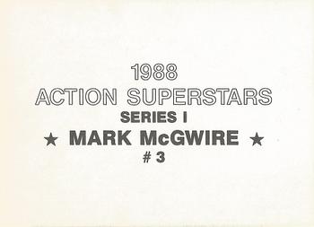 1988 Action Superstars (18 cards, unlicensed) #3 Mark McGwire Back