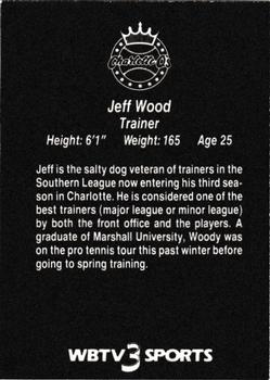 1987 WBTV Charlotte O's #NNO Jeff Wood Back