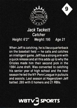 1987 WBTV Charlotte O's #9 Jack Tackett Back
