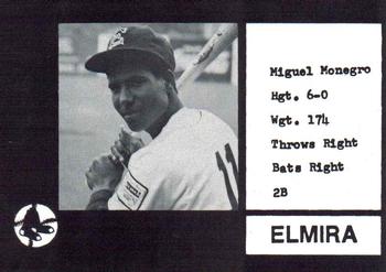 1987 Cain Elmira Pioneers Black #4 Miguel Monegro Front