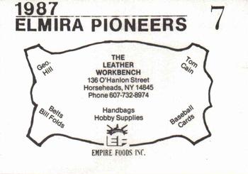 1987 Cain Elmira Pioneers Black #7 Robert Echevarria Back