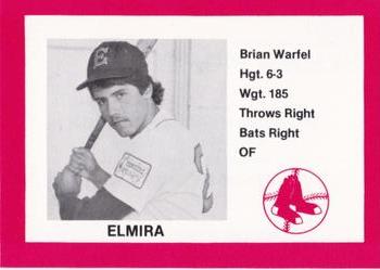1987 Cain Elmira Pioneers Red #9 Brian Warfel Front