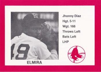 1987 Cain Elmira Pioneers Red #22 Jhonny Diaz Front
