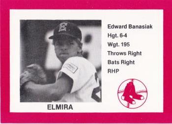 1987 Cain Elmira Pioneers Red #24 Edward Banasiak Front