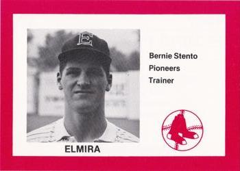 1987 Cain Elmira Pioneers Red #28 Bernie Stento Front