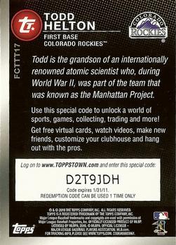 2010 Topps - Ticket to Topps Town Gold #FCTTT17 Todd Helton Back