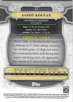 2014 Topps Triple Threads - Amber #75 Sandy Koufax Back