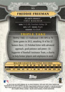 2014 Topps Triple Threads - Amber #93 Freddie Freeman Back