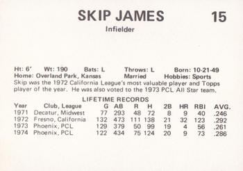 1975 Circle K Phoenix Giants #14 Skip James Back