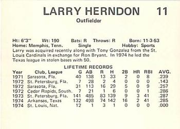 1975 Circle K Phoenix Giants #20 Larry Herndon Back