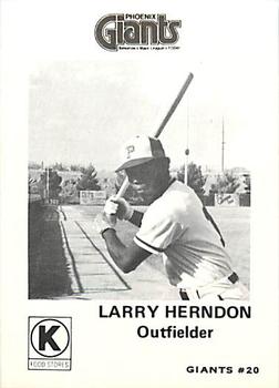 1975 Circle K Phoenix Giants #20 Larry Herndon Front
