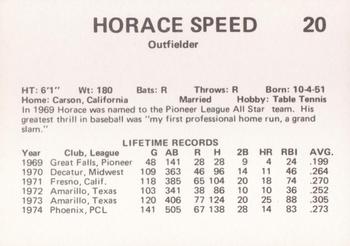 1975 Circle K Phoenix Giants #22 Horace Speed Back
