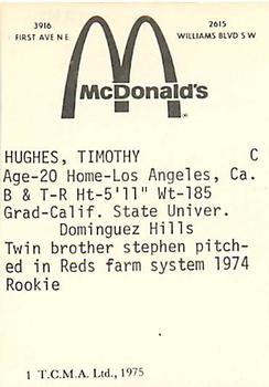 1975 TCMA Cedar Rapids Giants #1 Tim Hughes Back