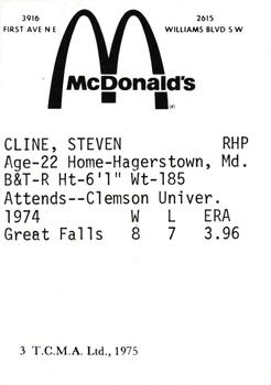 1975 TCMA Cedar Rapids Giants #3 Steve Cline Back