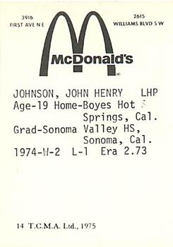 1975 TCMA Cedar Rapids Giants #14 John Johnson Back