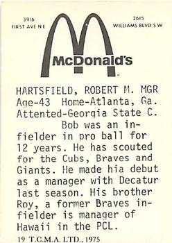 1975 TCMA Cedar Rapids Giants #19 Bob Hartsfield Back