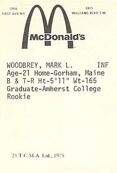 1975 TCMA Cedar Rapids Giants #25 Mark Woodbrey Back