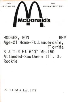 1975 TCMA Cedar Rapids Giants #27 Ron Hodges Back