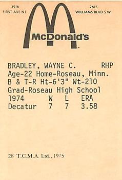 1975 TCMA Cedar Rapids Giants #28 Wayne Bradley Back