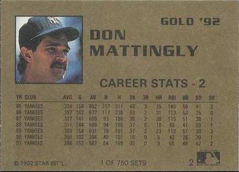 1992 Star Gold #2 Don Mattingly Back