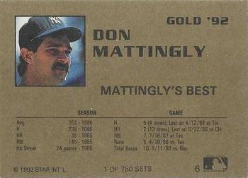 1992 Star Gold #6 Don Mattingly Back