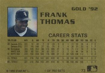 1992 Star Gold #73 Frank Thomas Back