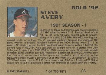 1992 Star Gold #93 Steve Avery Back