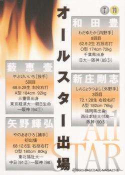 2000 BBM Hanshin Tigers #T79 Yutaka Wada/  Tsuyoshi Shinjyo / Keiichi Yabu / Akihiro Yano Back