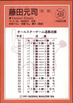 1991 BBM All-Star Game #432 Motoshi Fujita Back