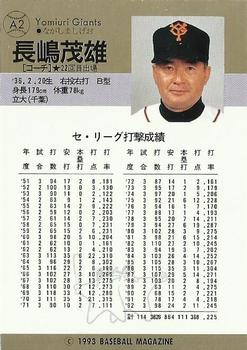 1993 BBM All-Star Game #A2 Shigeo Nagashima Back