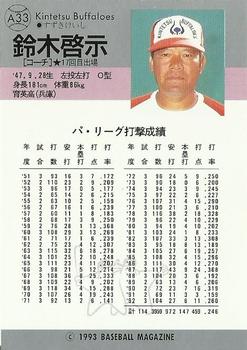 1993 BBM All-Star Game #A33 Keishi Suzuki Back