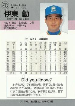 1993 BBM All-Star Game #A36 Tsutomu Itoh Back