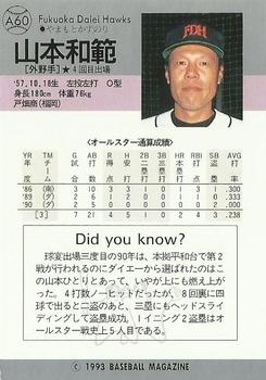 1993 BBM All-Star Game #A60 Kazunori Yamamoto Back