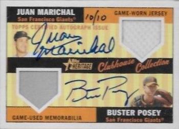 2010 Topps Heritage - Clubhouse Collection Dual Relic Autographs #MP Juan Marichal / Buster Posey Front